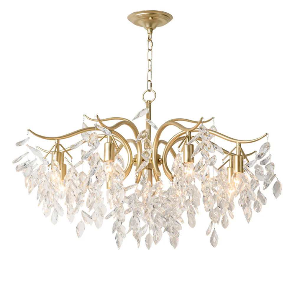 Modern Large Crystal Gold Tiered Dining Room Chandelier - Image 6