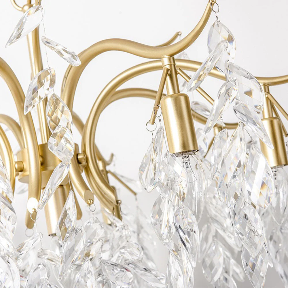 Modern Large Crystal Gold Tiered Dining Room Chandelier - Image 8