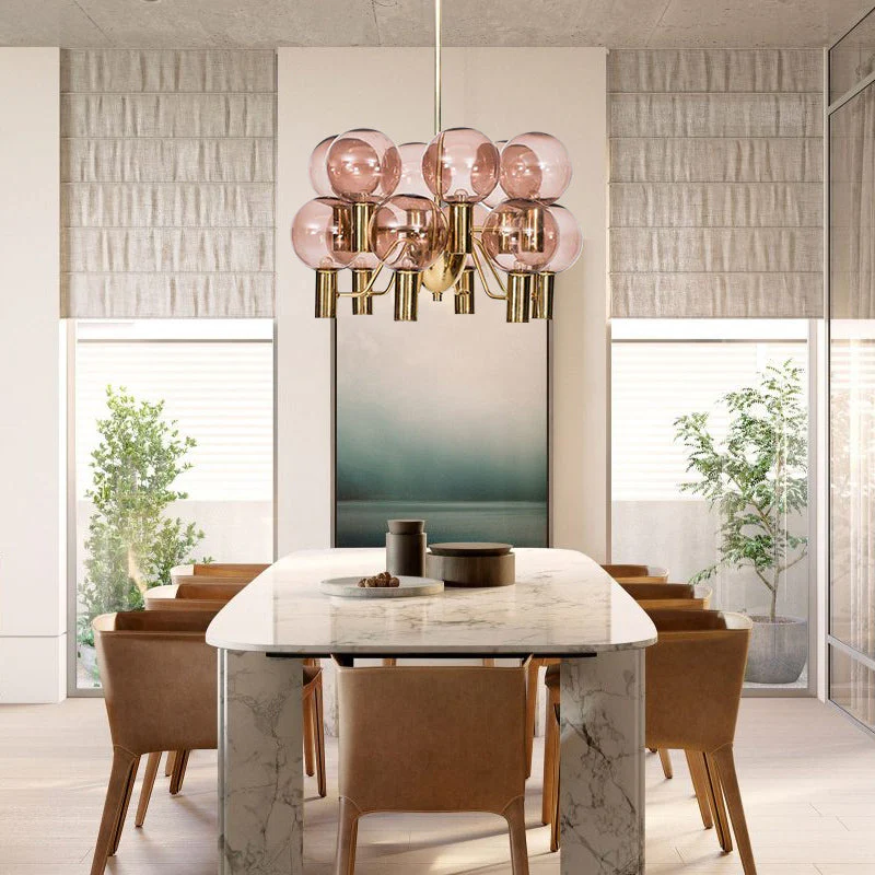 Contemporary Pink Glass 12-Bulb Decorative Chandelier - Image 2