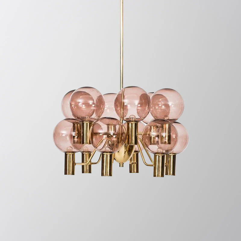 Contemporary Pink Glass 12-Bulb Decorative Chandelier - Image 3