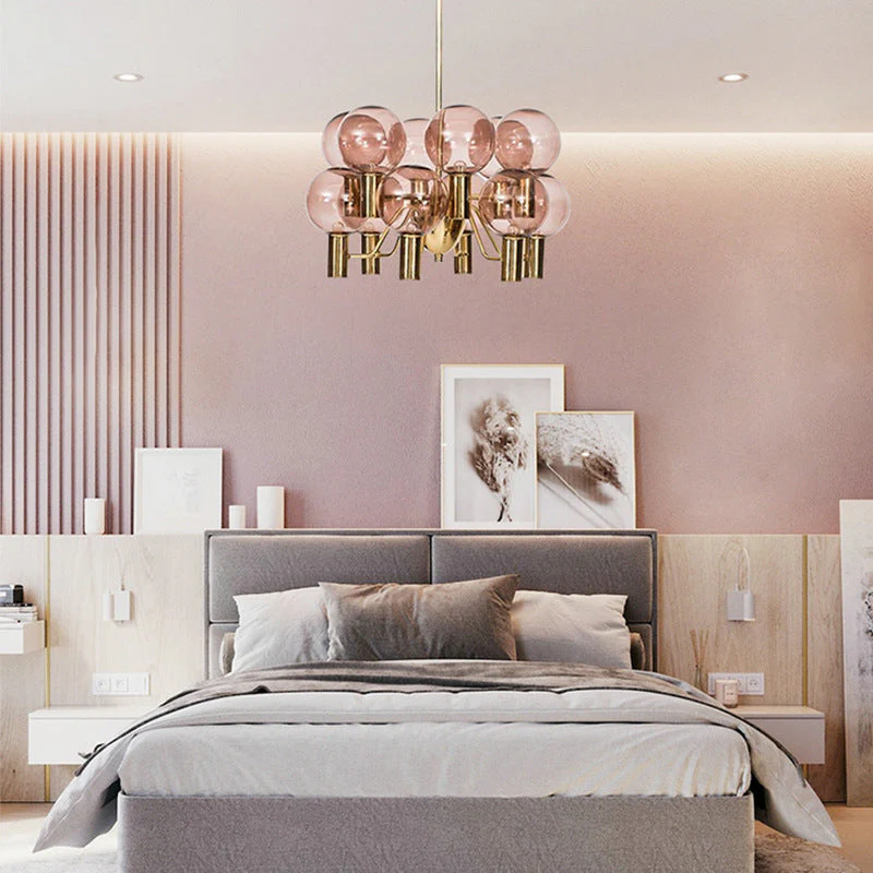 Contemporary Pink Glass 12-Bulb Decorative Chandelier - Image 7