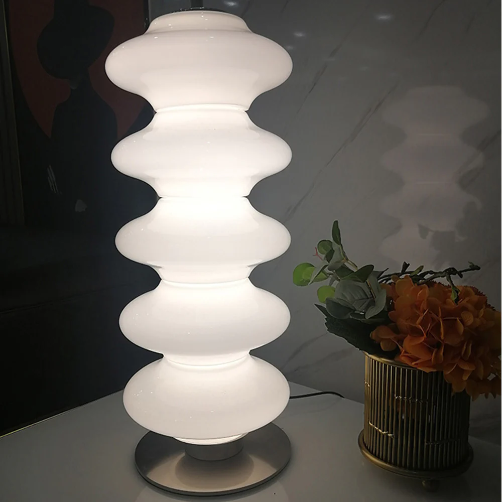 Modern Designer White Glass Art Table Lamp - Image 2