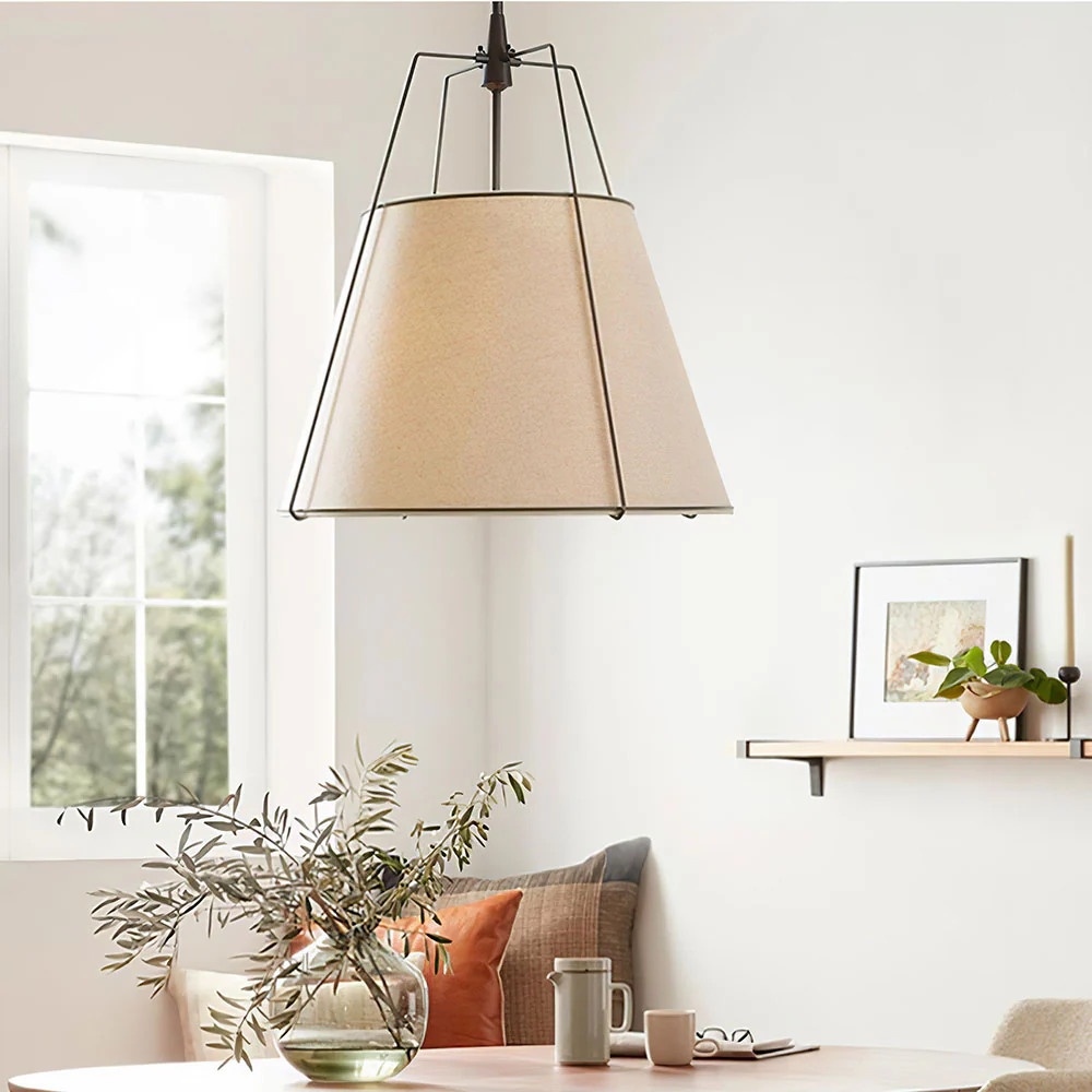 Modern Fabric Conical White Hanging Light - Image 12