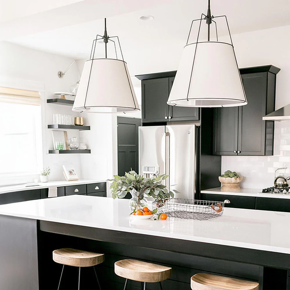 Modern Fabric Conical White Hanging Light - Image 14