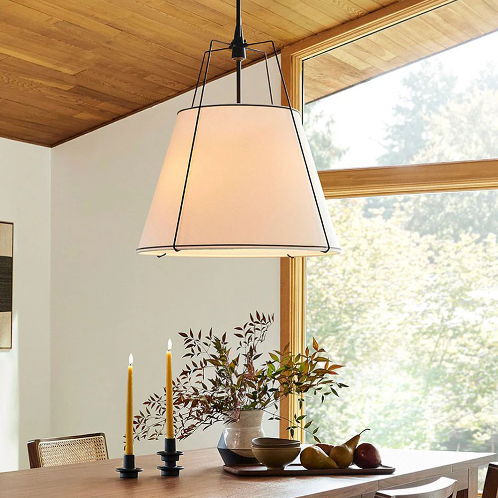 Modern Fabric Conical White Hanging Light - Image 17