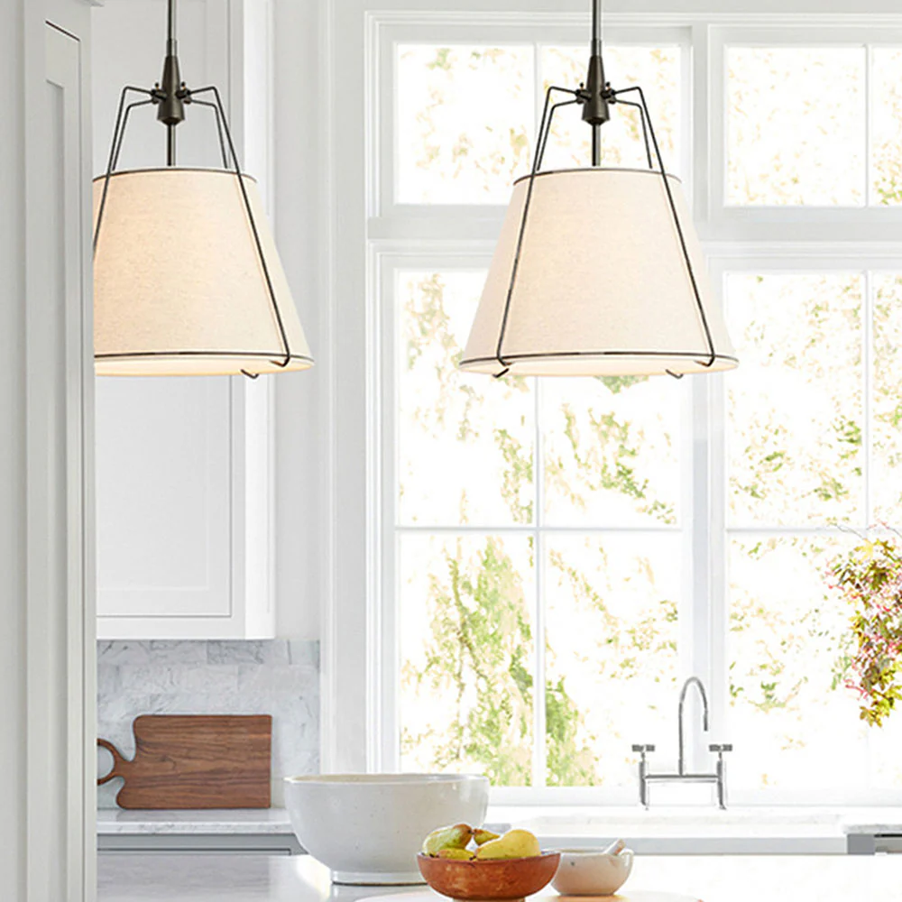 Modern Fabric Conical White Hanging Light - Image 18