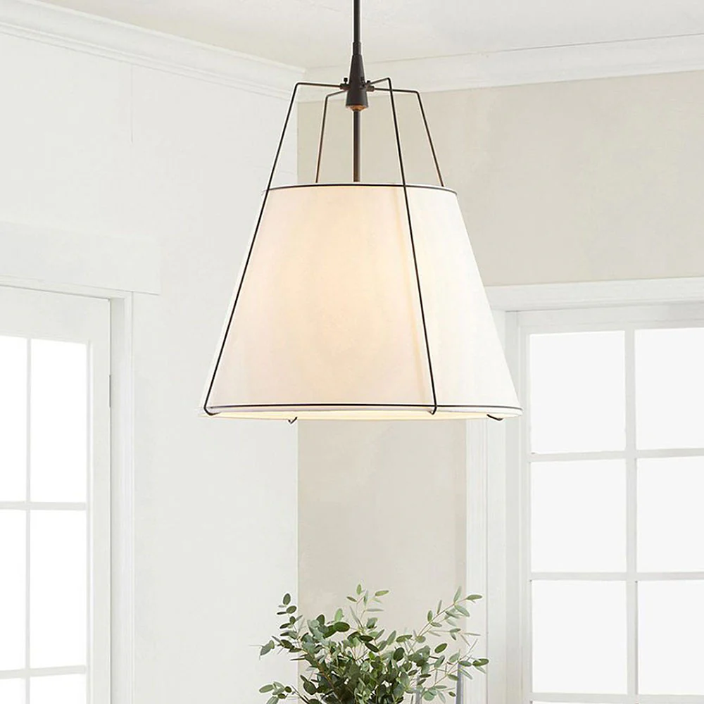 Modern Fabric Conical White Hanging Light - Image 19