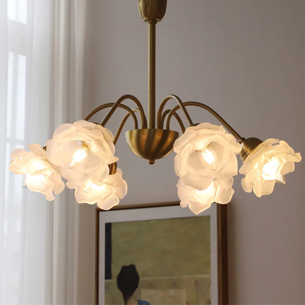 Modern French Retro Copper White Chandelier - Image 4