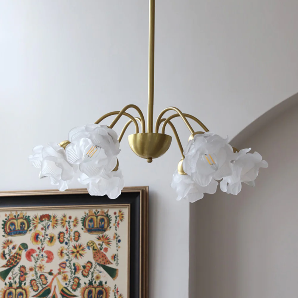 Modern French Retro Copper White Chandelier - Image 6
