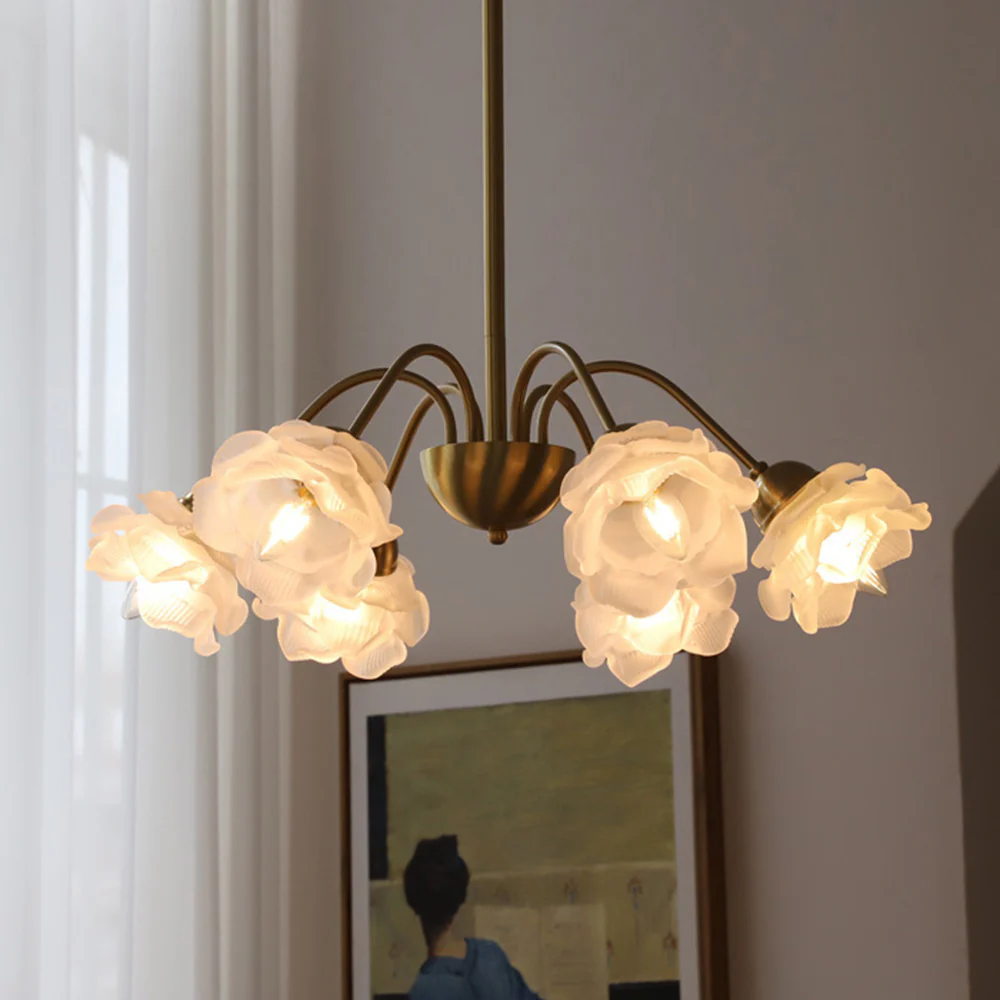Modern French Retro Copper White Chandelier - Image 7