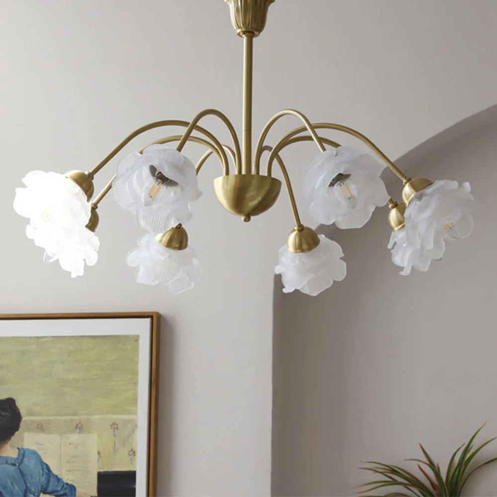 Modern French Retro Copper White Chandelier - Image 9