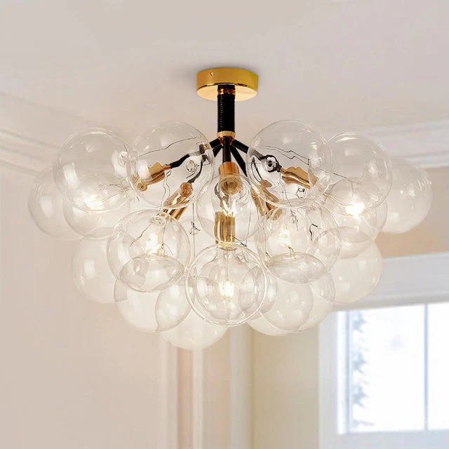 Modern Semi Flush Mount Ceiling Light Glass Bubble Chandelier