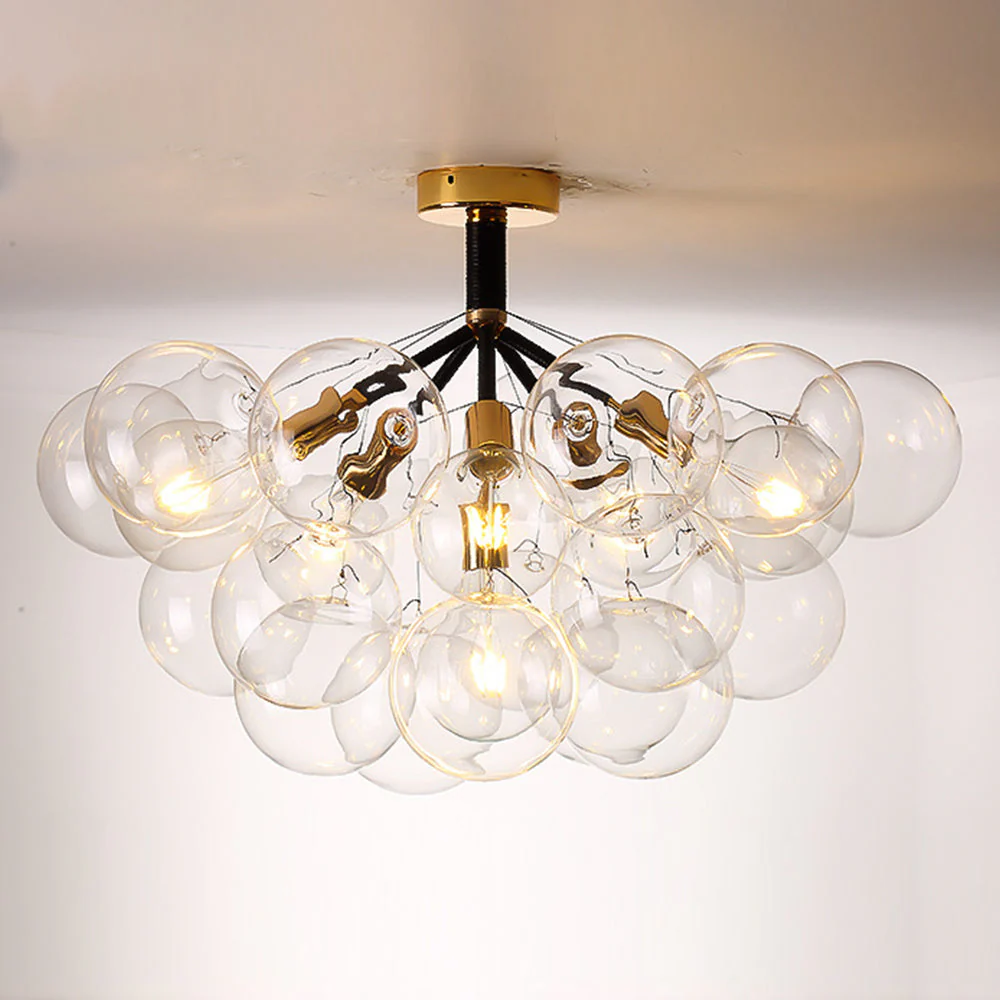 Modern Semi Flush Mount Ceiling Light Glass Bubble Chandelier - Image 2