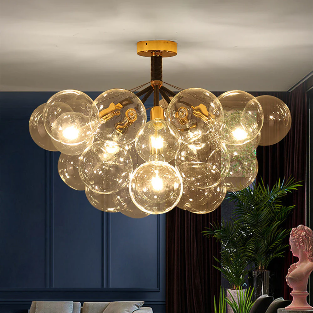 Modern Semi Flush Mount Ceiling Light Glass Bubble Chandelier - Image 4