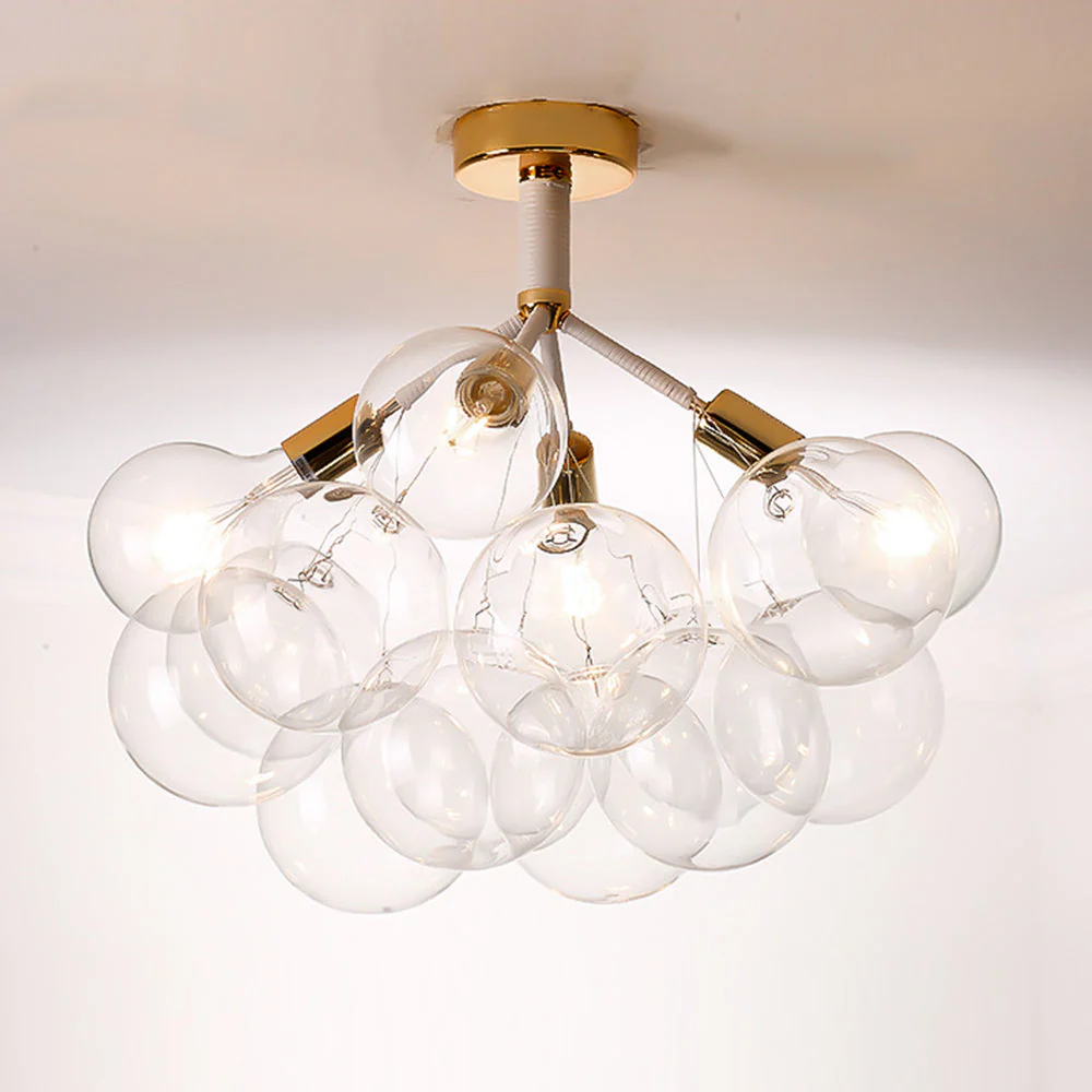 Modern Semi Flush Mount Ceiling Light Glass Bubble Chandelier - Image 6