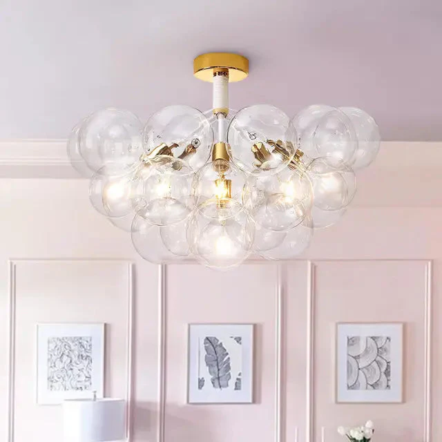 Modern Semi Flush Mount Ceiling Light Glass Bubble Chandelier - Image 8