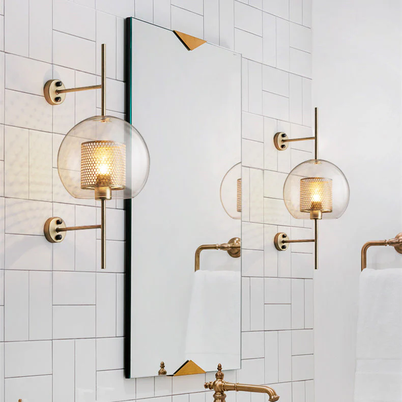Modern Glass Golden Wall Ball Light Bedside Sconce - Image 7