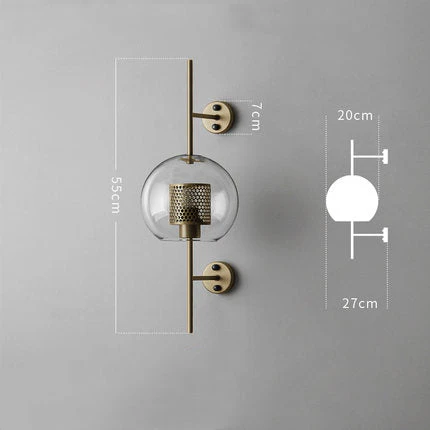 Modern Glass Golden Wall Ball Light Bedside Sconce - Image 8
