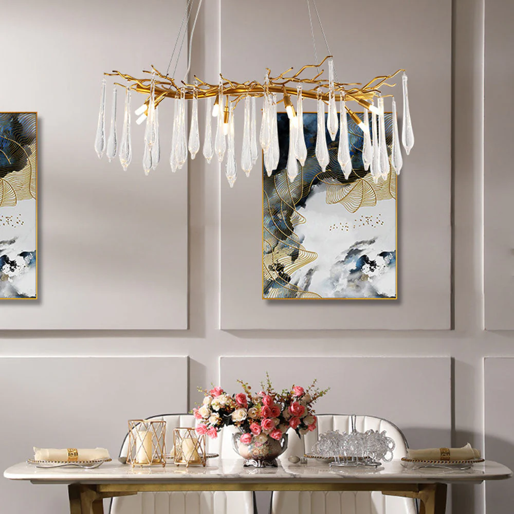Modern Glass Teardrop Tiered Chandelier - Image 11
