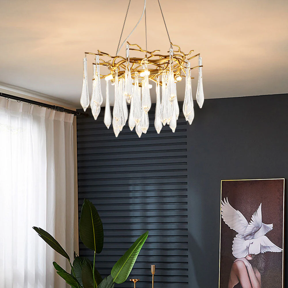 Modern Glass Teardrop Tiered Chandelier - Image 3