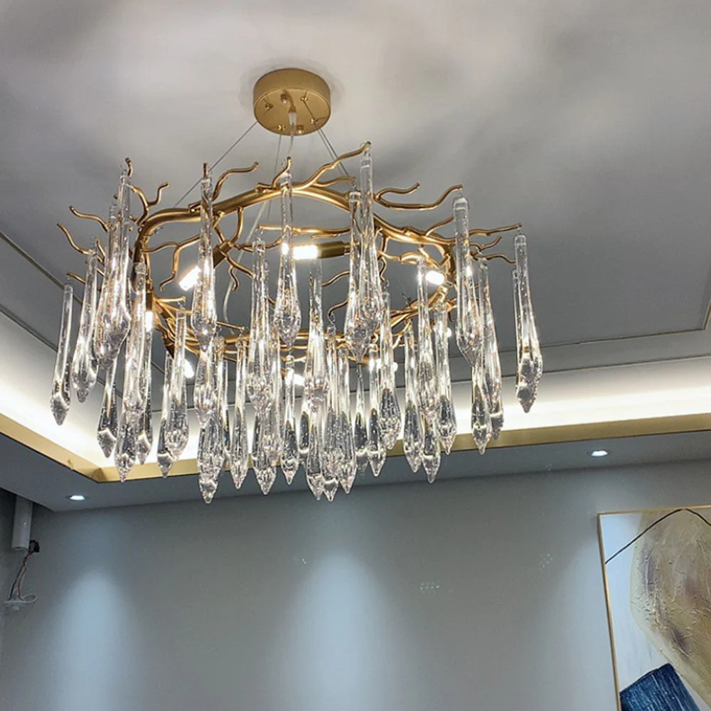 Modern Glass Teardrop Tiered Chandelier - Image 7