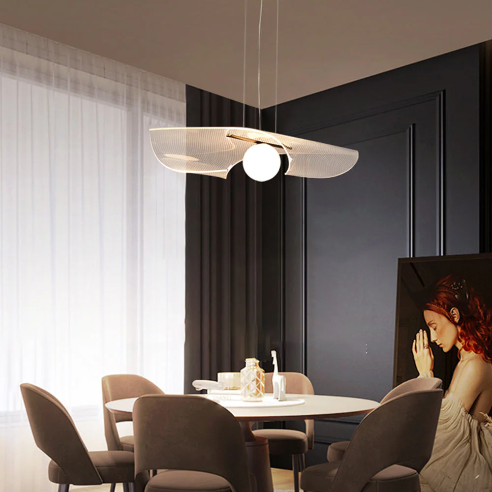 Modern Hat Shape Transparent Acrylic Pendant Light - Image 7