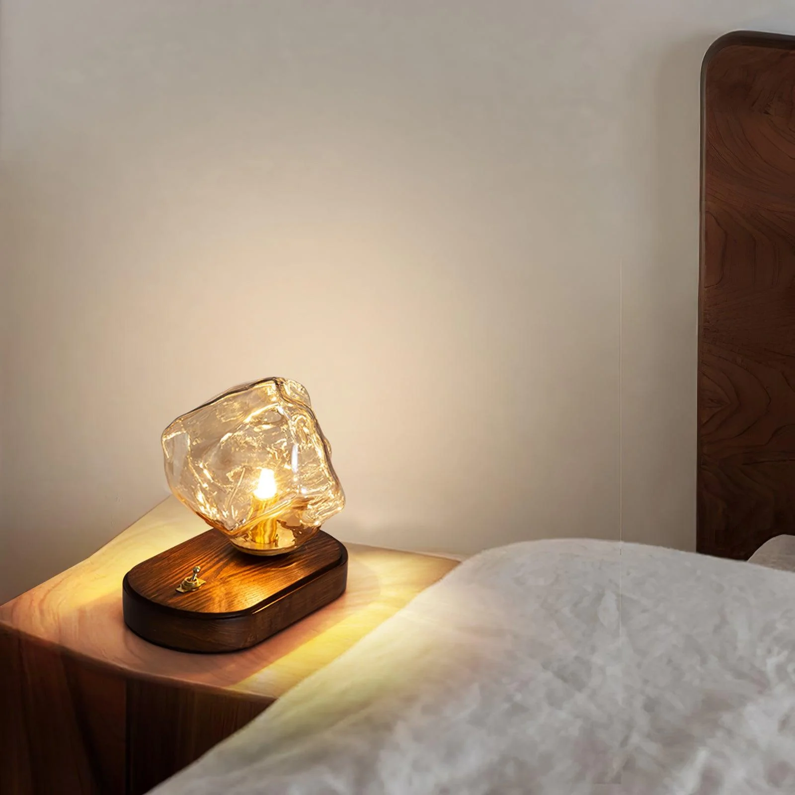 Modern Ice Stone Glass Bedroom Table Lamp - Image 8