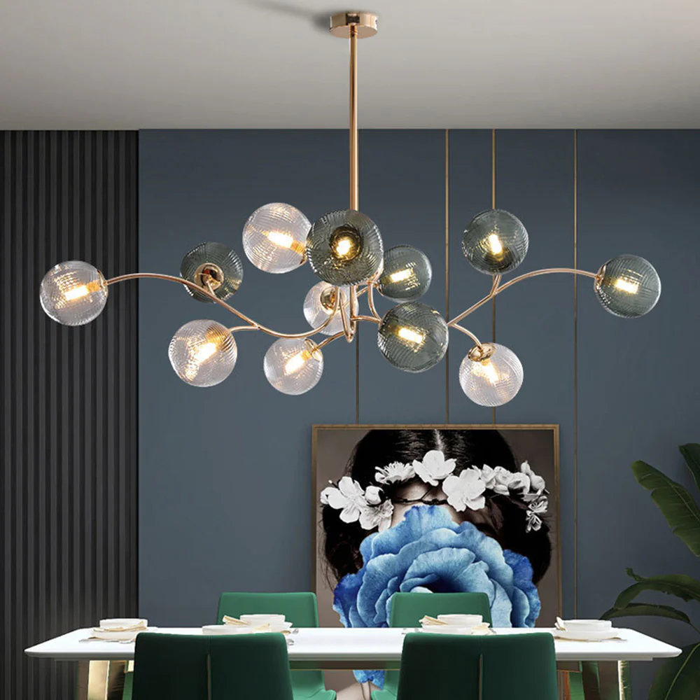 Modern Iron Glass Gold LED Pendant Farmhouse Ceiling Light - Image 5