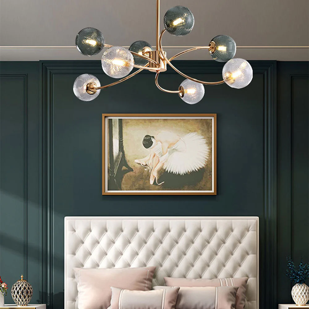 Modern Iron Glass Gold LED Pendant Farmhouse Ceiling Light - Image 7