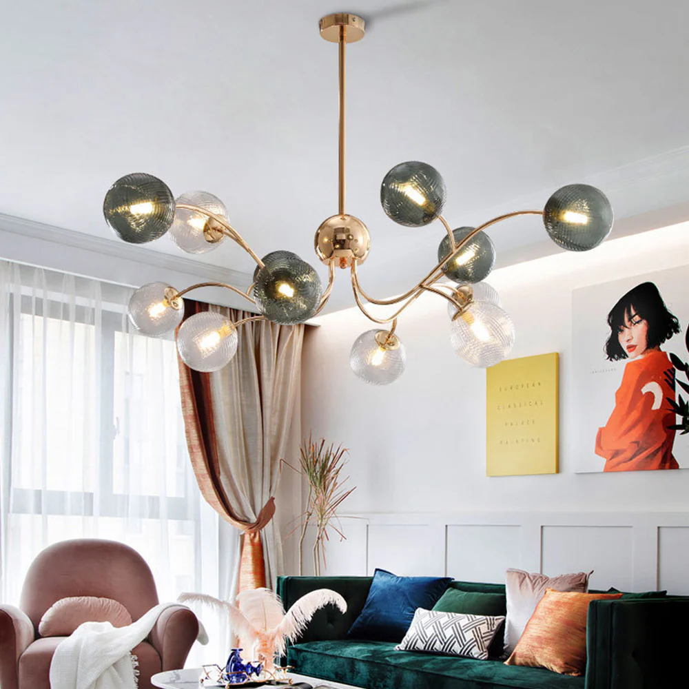 Modern Iron Glass Gold LED Pendant Farmhouse Ceiling Light - Image 8