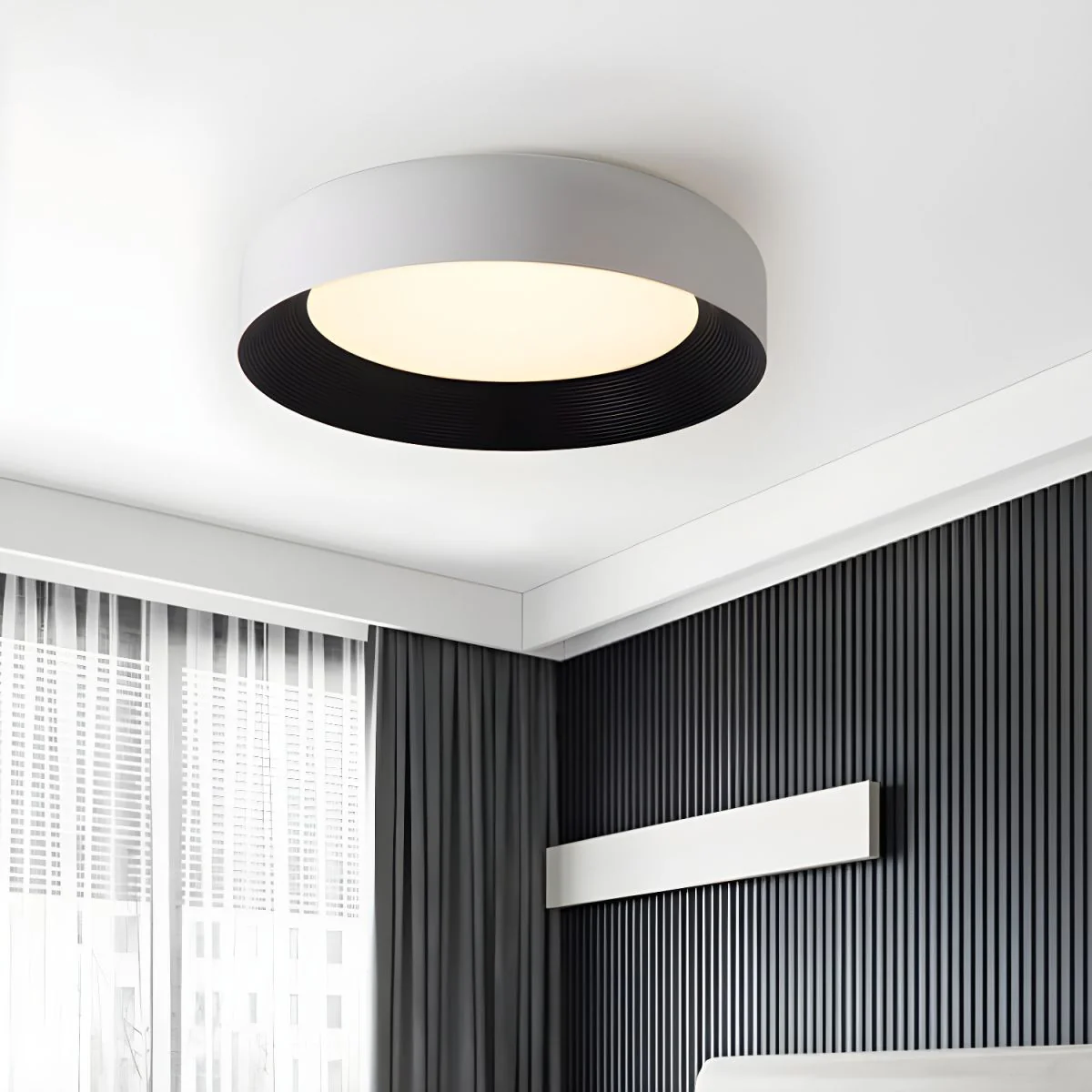 Modern LED Metal Ceiling Lamp Flush Mount Black Ceiling Light - Image 5