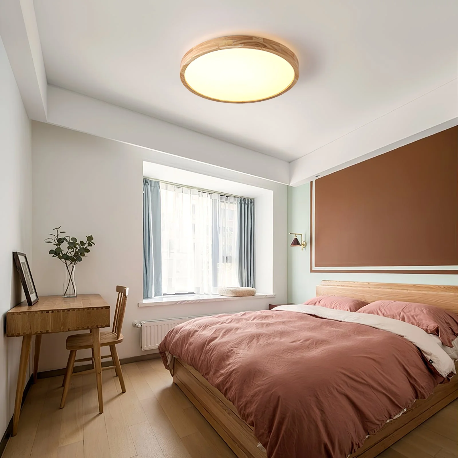 Geometric LED Solid Wood Bedroom Ceiling Light - Image 5