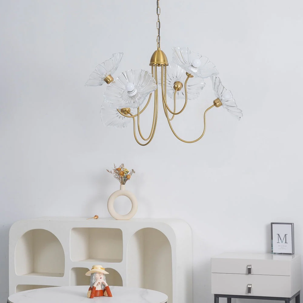Modern Lotus Leaf Glass Living Room Chandelier - Image 12