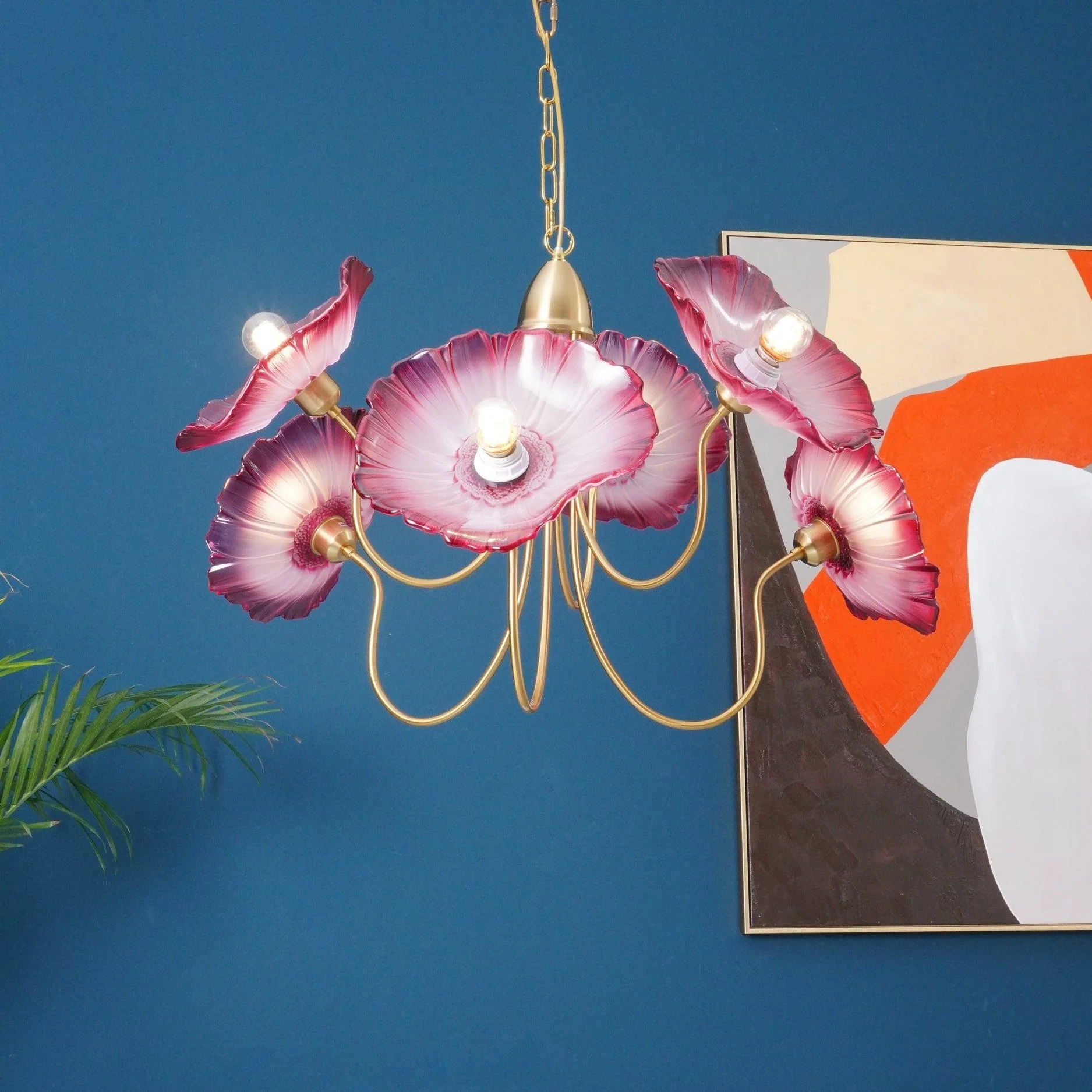 Modern Lotus Leaf Glass Living Room Chandelier - Image 25