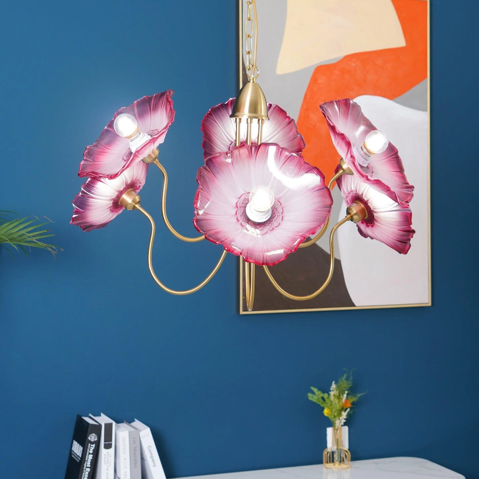 Modern Lotus Leaf Glass Living Room Chandelier - Image 26