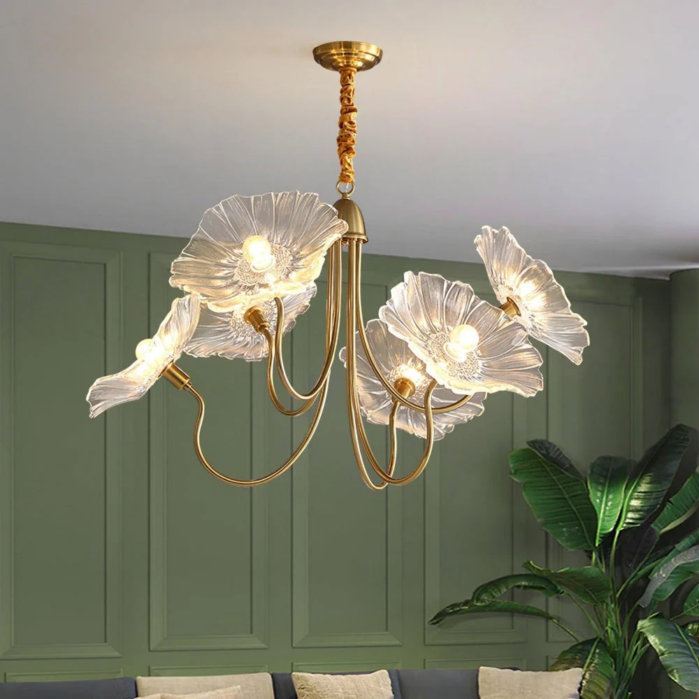 Modern Lotus Leaf Glass Living Room Chandelier - Image 3