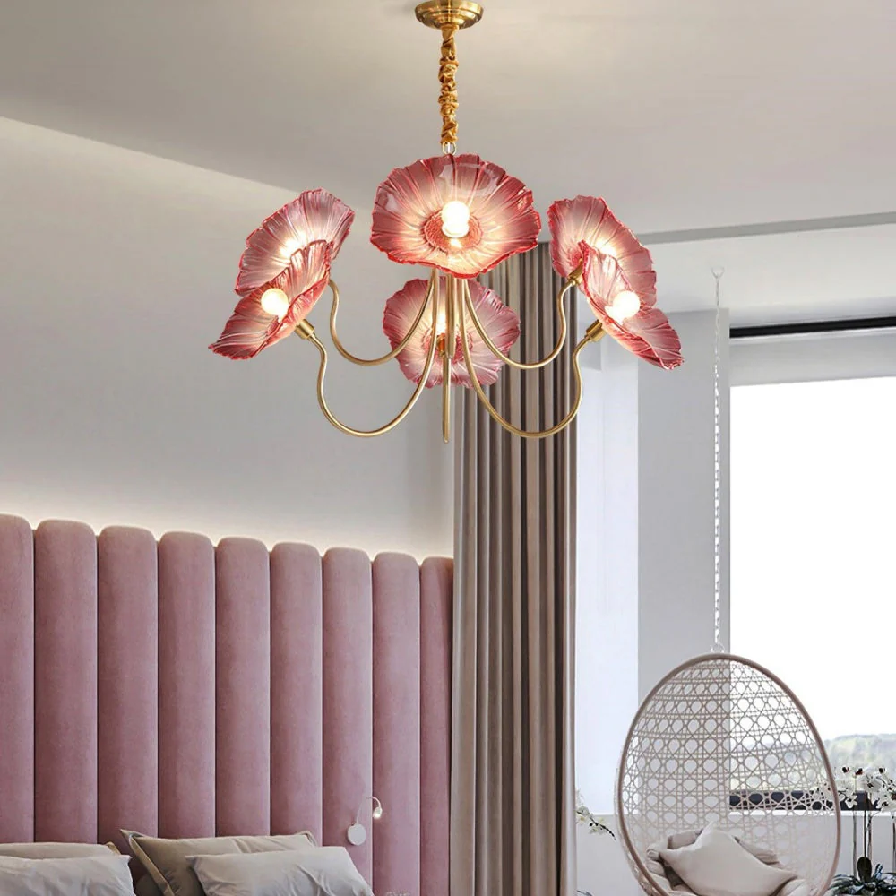 Modern Lotus Leaf Glass Living Room Chandelier - Image 30