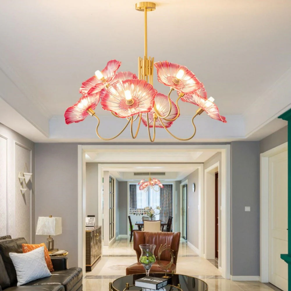 Modern Lotus Leaf Glass Living Room Chandelier - Image 32