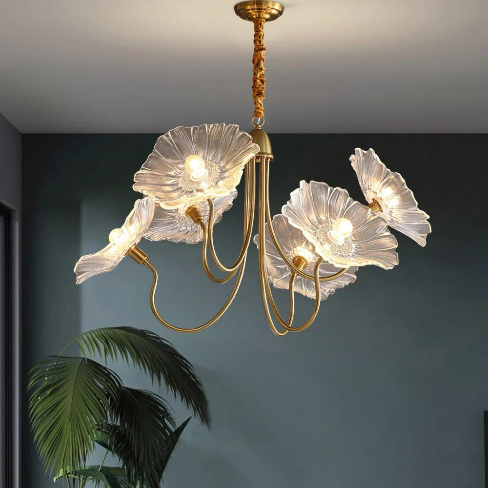 Modern Lotus Leaf Glass Living Room Chandelier - Image 5