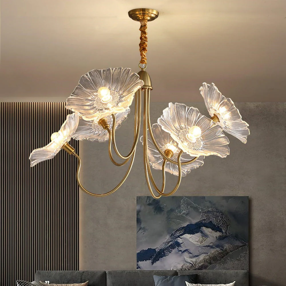Modern Lotus Leaf Glass Living Room Chandelier - Image 7