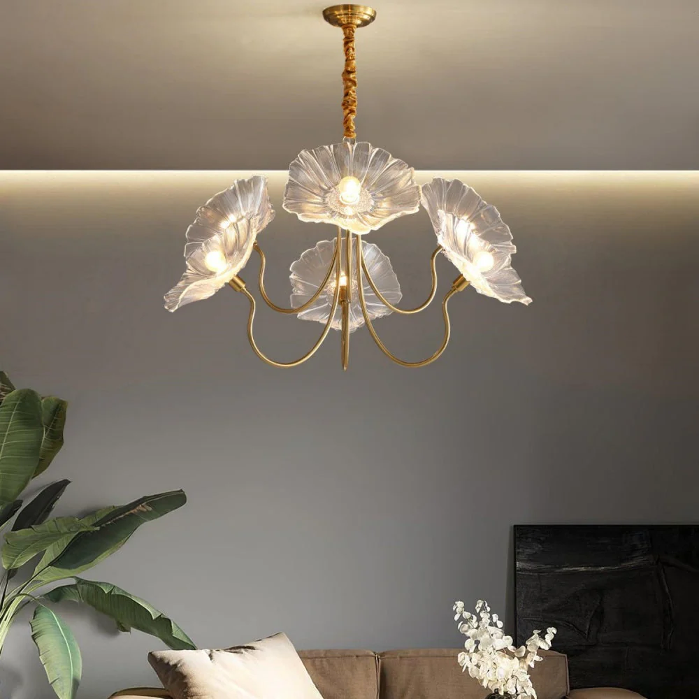 Modern Lotus Leaf Glass Living Room Chandelier - Image 8