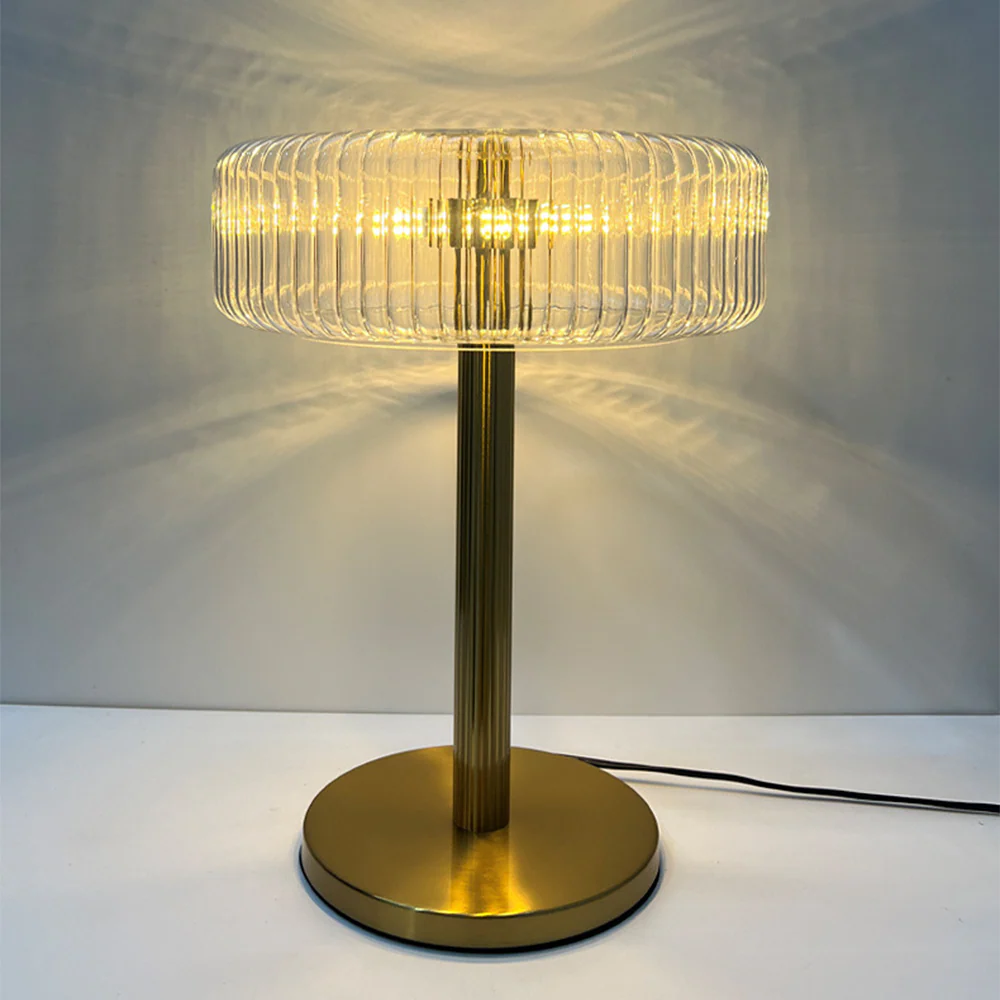 Contemporary Gold Glass Bedroom Table Lamp - Image 6