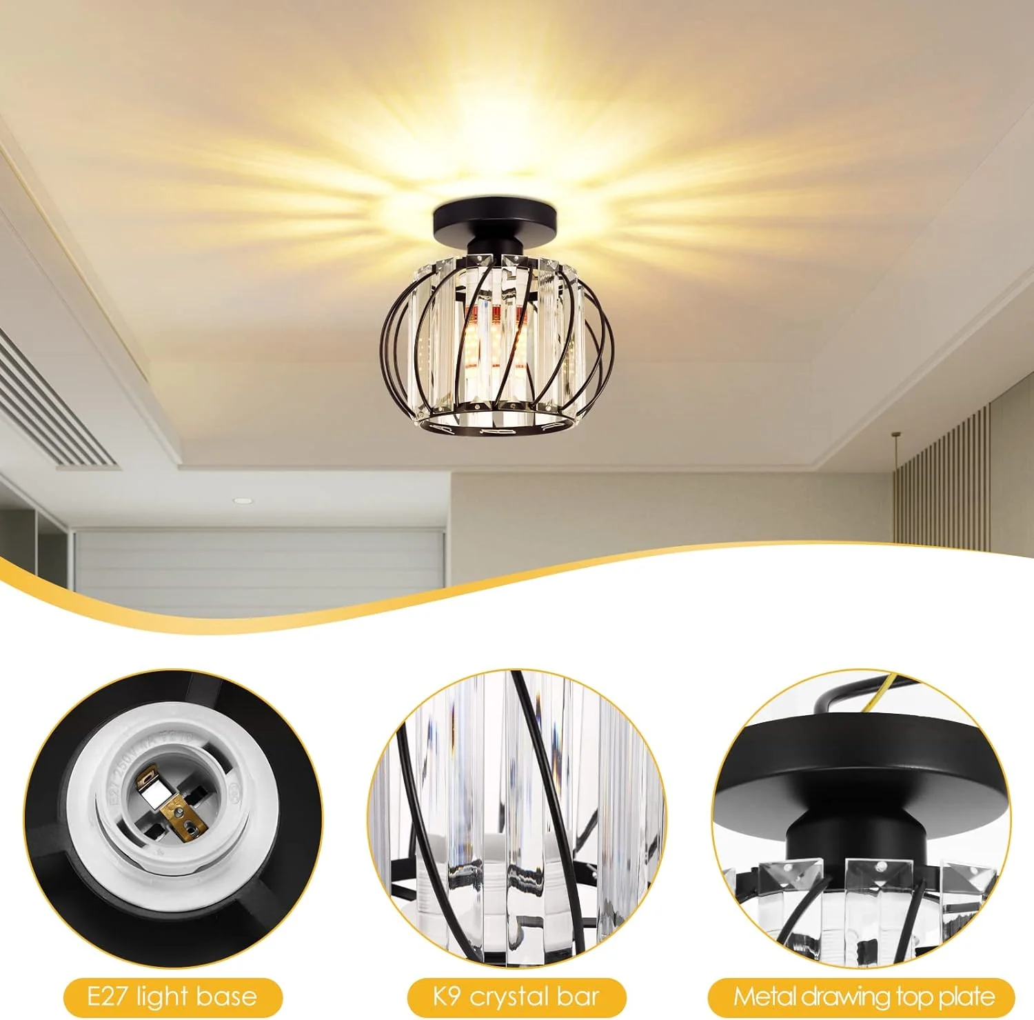 Modern Luxury Glass Hallway Ceiling Light - Image 6
