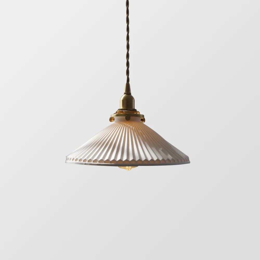Modern Ceramics Retro Pleated Pendant Light For Living Room - Image 3