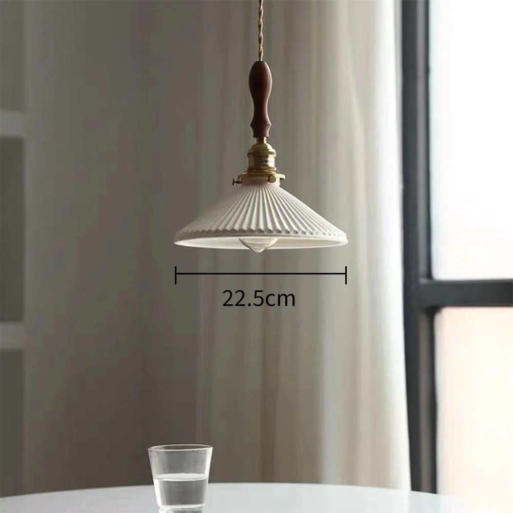 Modern Ceramics Retro Pleated Pendant Light For Living Room - Image 9