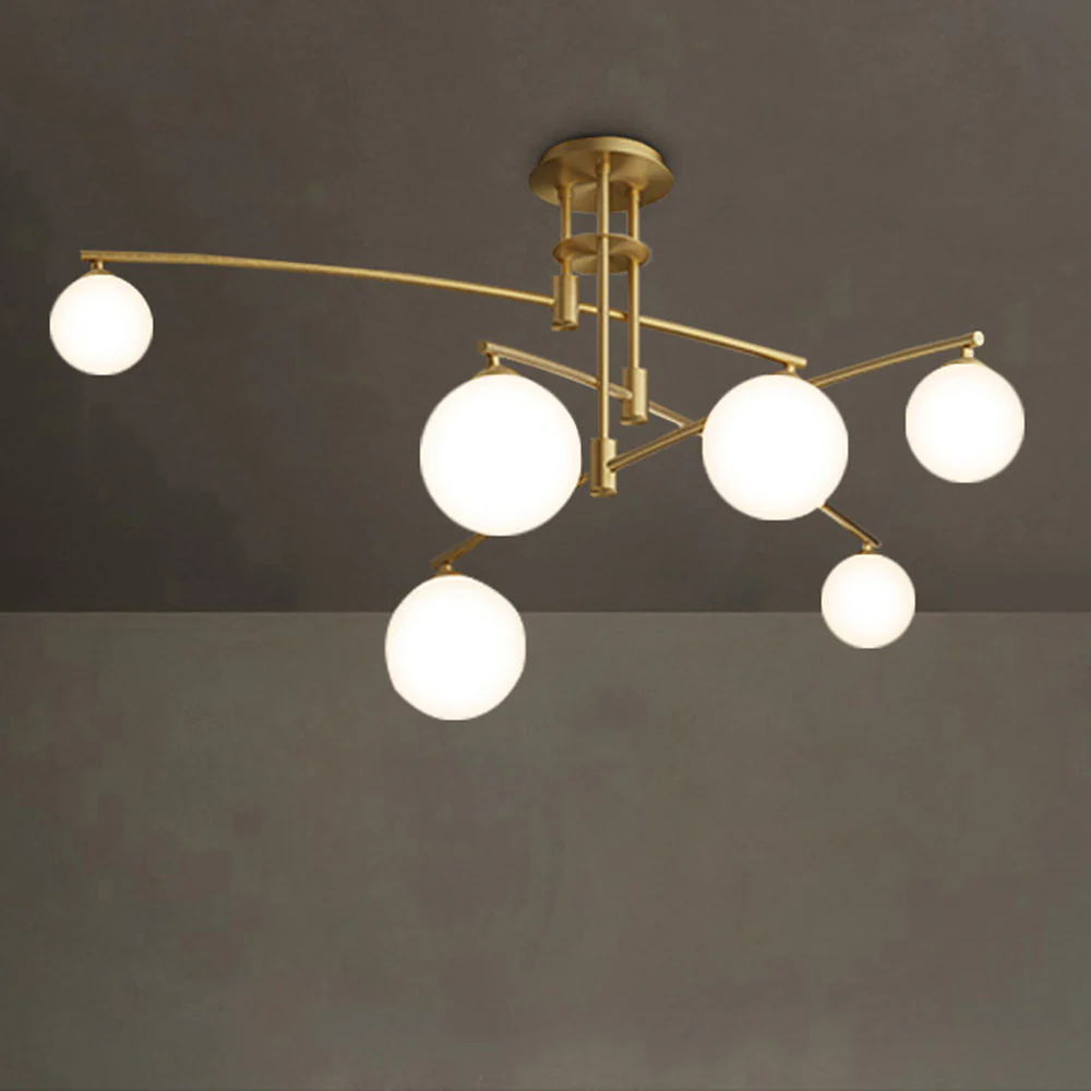 Modern Nordic Glass Ball Semi Flush Chandelier