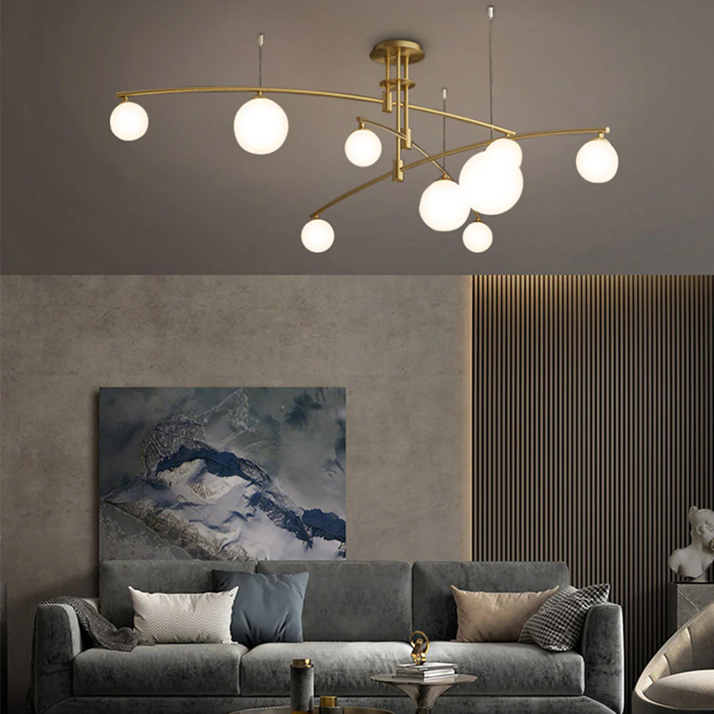 Modern Nordic Glass Ball Semi Flush Chandelier - Image 4