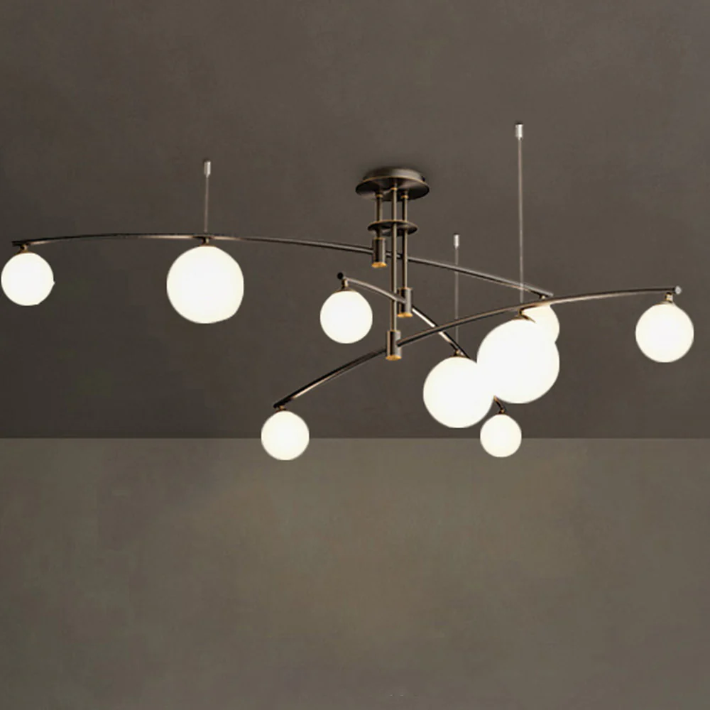 Modern Nordic Glass Ball Semi Flush Chandelier - Image 5