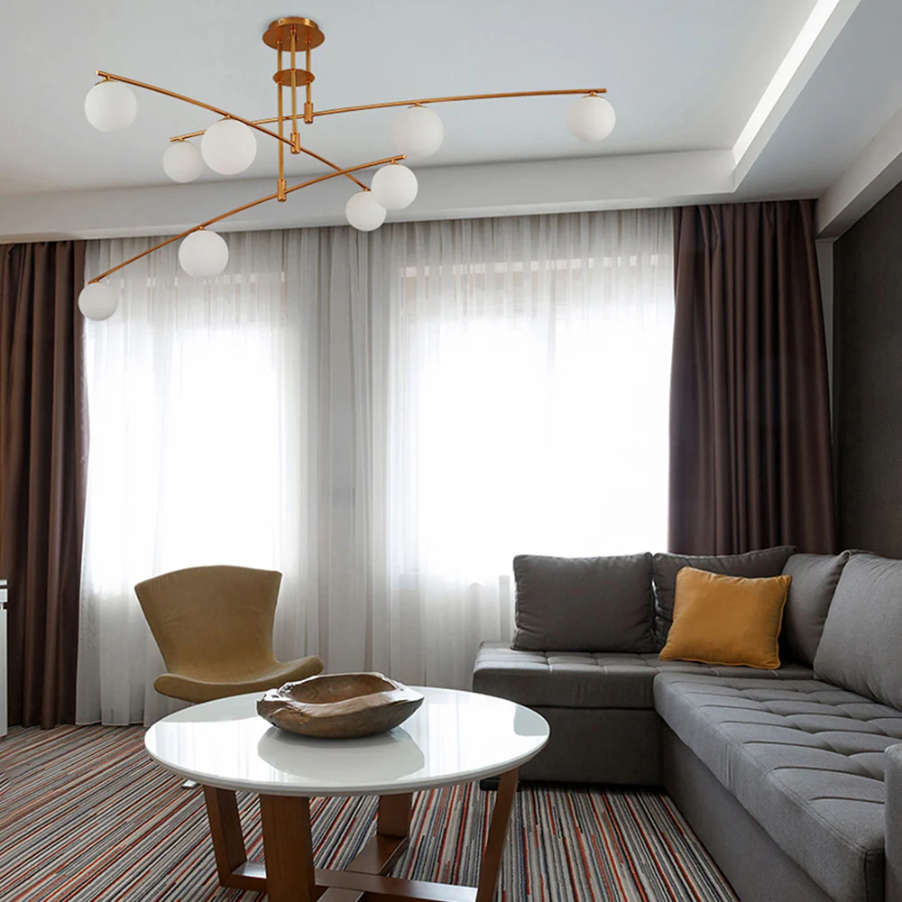 Modern Nordic Glass Ball Semi Flush Chandelier - Image 6