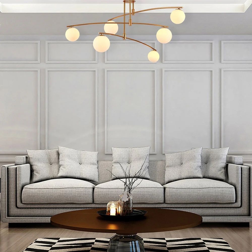 Modern Nordic Glass Ball Semi Flush Chandelier - Image 7